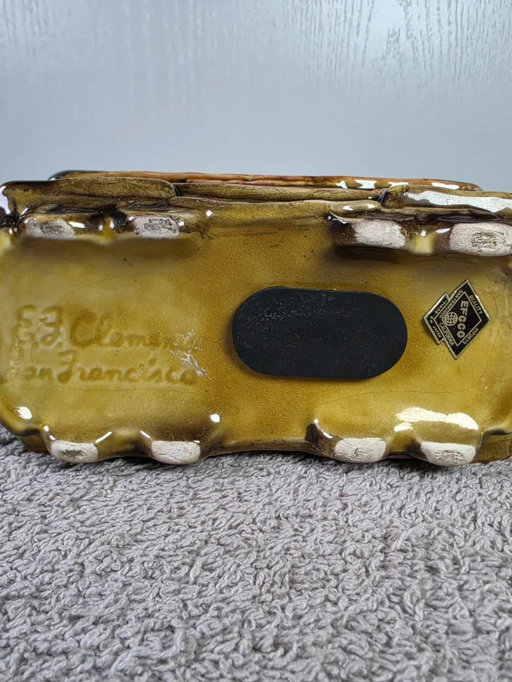Vintage San Francisco Cable Car Ceramic Bank - Green & Gold